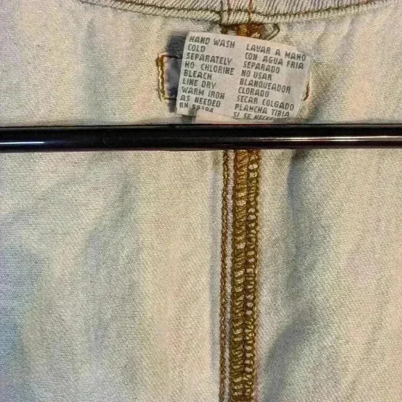 Vintage Atlast & co light wash denim jumper small 2 front pockets adjust straps - Picture 7 of 10